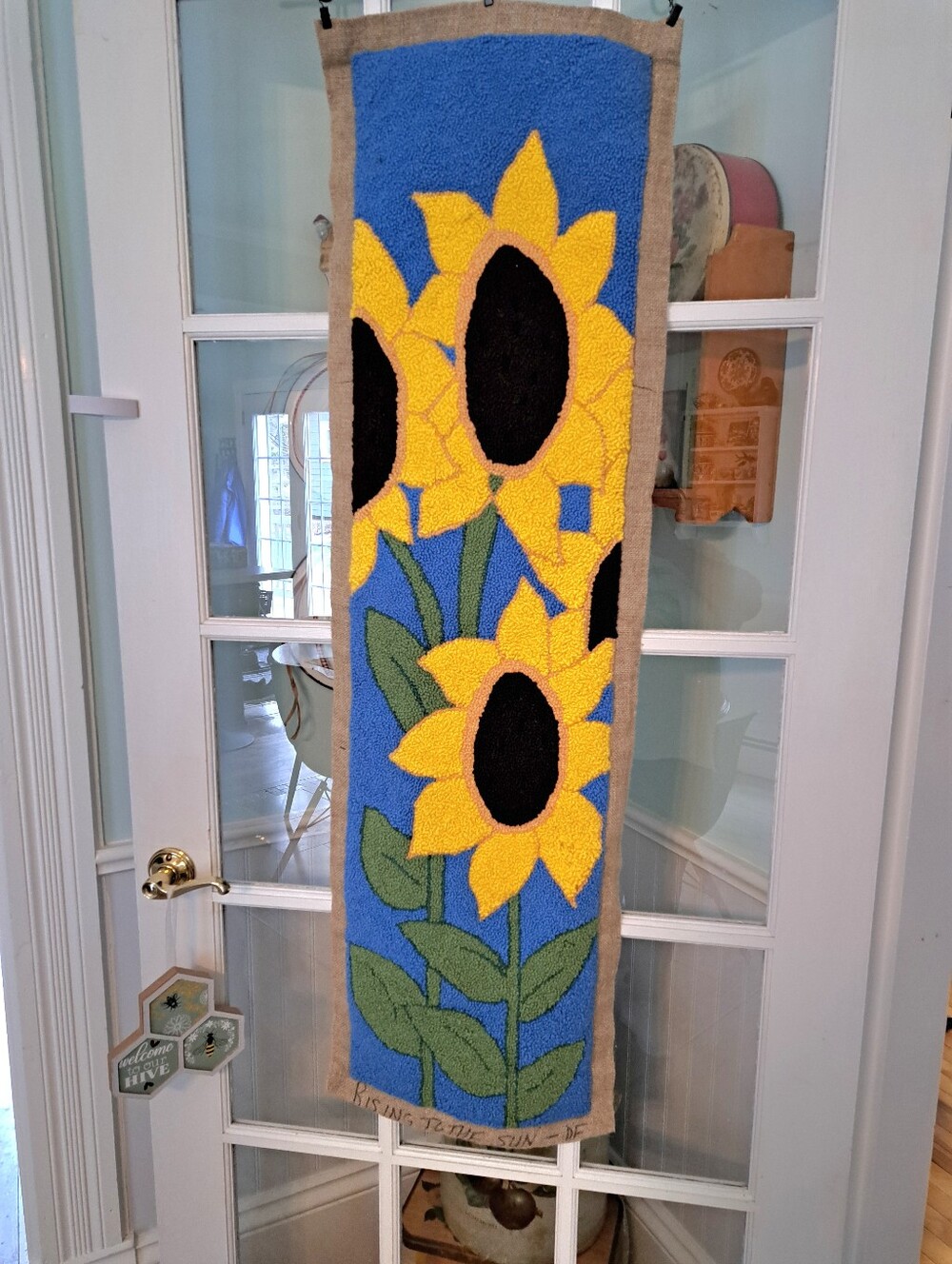 Handmade Sunflower Hooked Wall Hanging